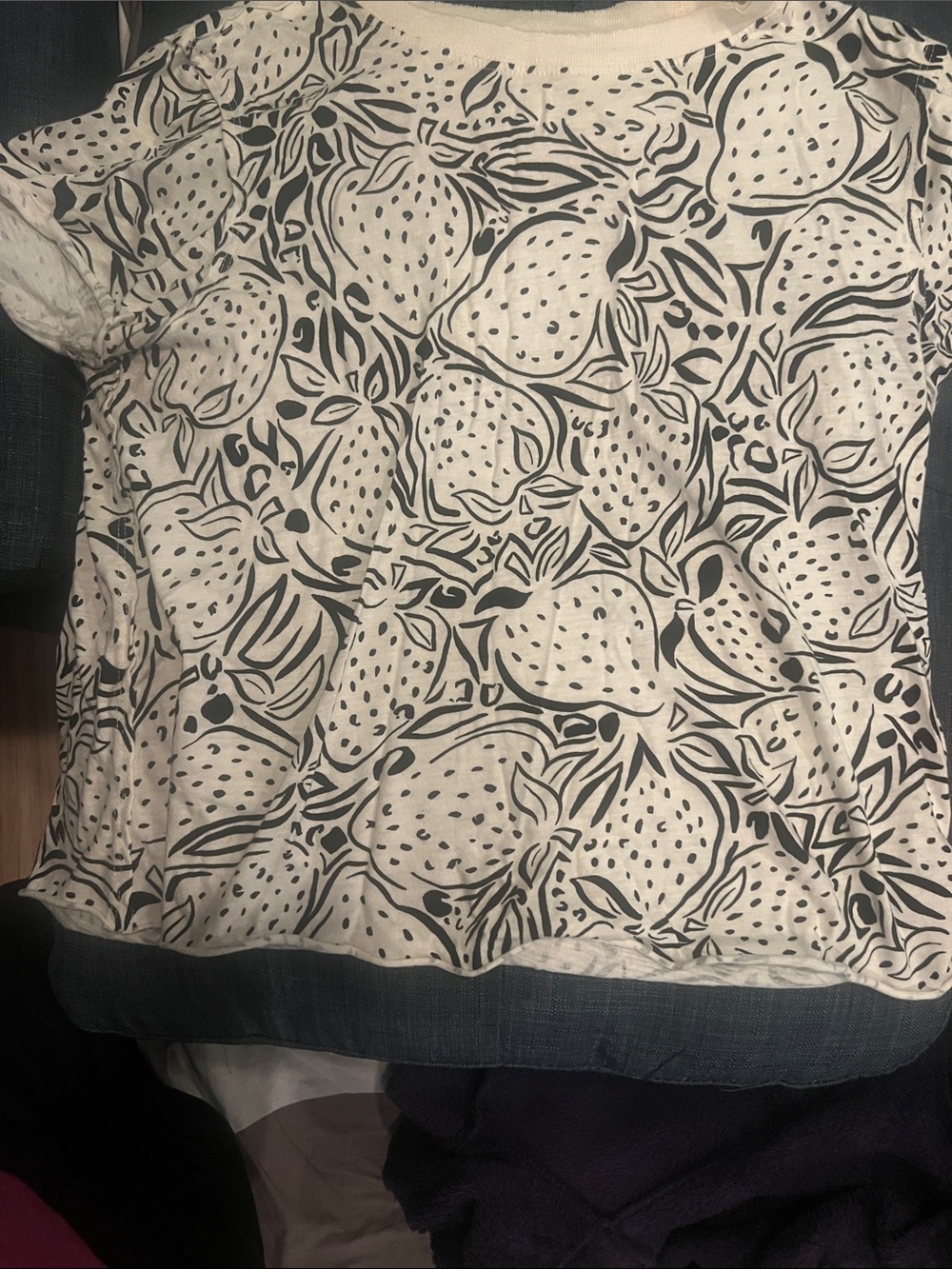 Maeve White Short-Sleeve Tee with Black Fruit Graphic